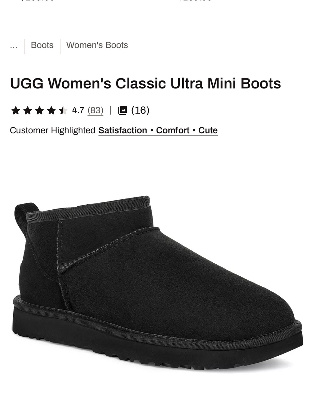 UGG Women's Classic Ultra Mini Boots - Black Suede